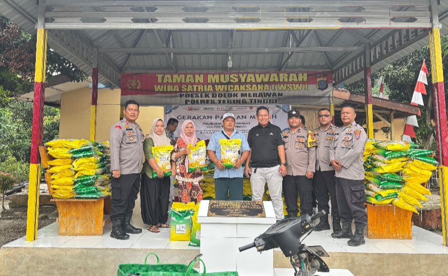 Polsek Dolok Merawan Gelar Gerakan Pangan Murah, Sediakan 2 Ton Beras untuk Warga