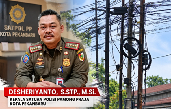 Warga Jalan Bukit Barisan Keluhkan Kabel Semrawut, Satpol PP Pekanbaru Catat Tiga Kali Penindakan