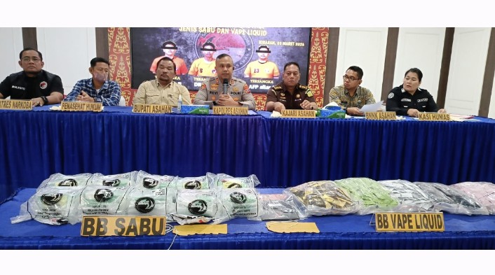 Polres Asahan Berhasil Tangkap 3 Pengedar 10 Kg Sabu Dan 891 Cartridge Vape Diduga Etomidate