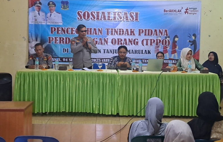 Polres Tebing Tinggi Bersama Disnaker Sosialisasi Pencegahan TPPO di Kelurahan