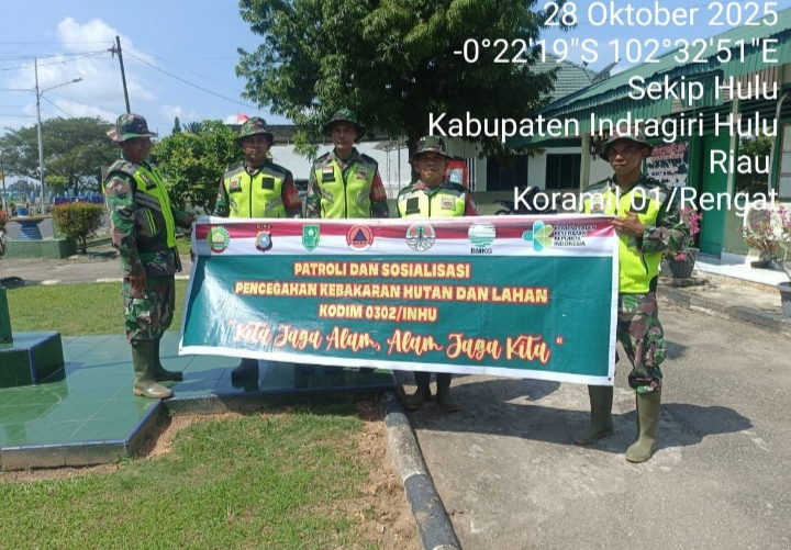 Koramil 01/Rengat Kodim 0302/Inhu Terus Tingkatkan Patroli dan Sosialisasi Karhutla di Wilayah Binaan
