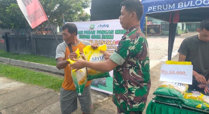 Kodim 0302/Inhu Gelar Operasi GPM Beras SPHP, Menjual Beras Murah  Berkualitas Tinggi Untuk Stabilisasi Harga