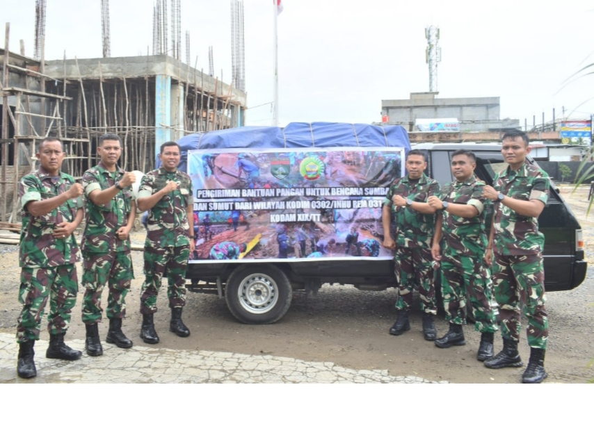 Peduli Kemanusiaan Kodim 0302/Inhu Kirimkan Bantuan Korban Bencana Alam Di Dua Provinsi