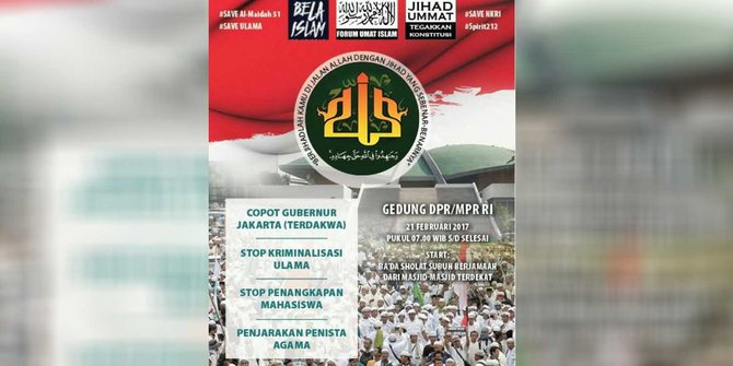 21 Februari, FUI gelar aksi bela Islam di DPR tuntut Ahok dicopot