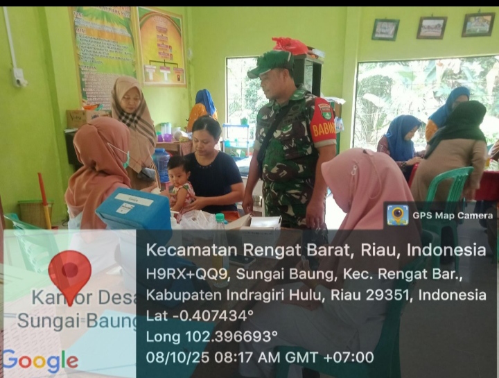 Lakukan Patroli dan Sosialisasi Karhutla Anggota Koramil 01/Rengat Kunjungi Desa Teluk Sungkai
