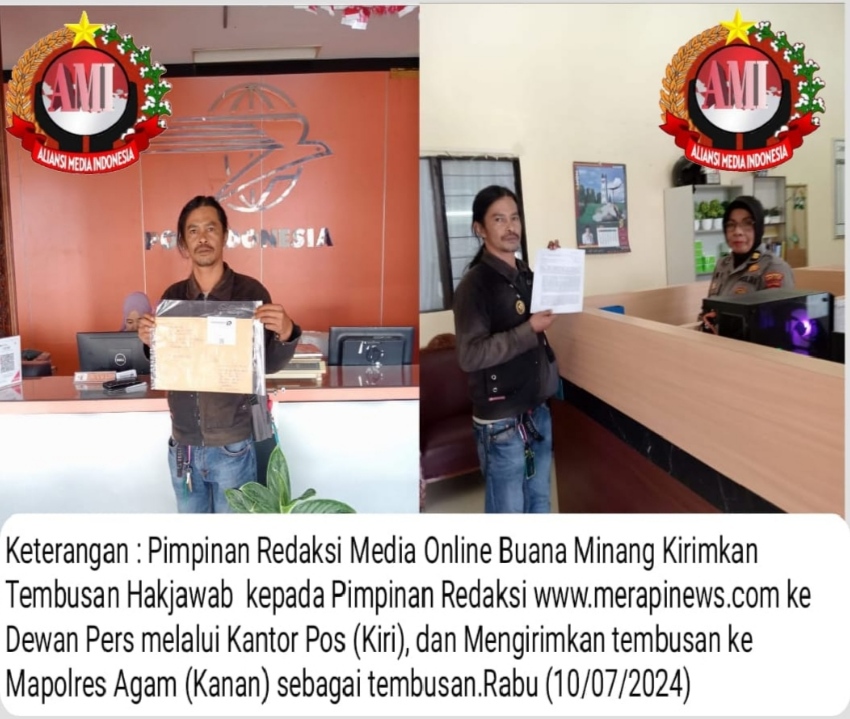 Diduga Cemarkan Nama Baik, Pimpinan Redaksi Banuaminang.co.id Iing Chaiang Layangkan Hak Jawab Kepada Merapinews.com