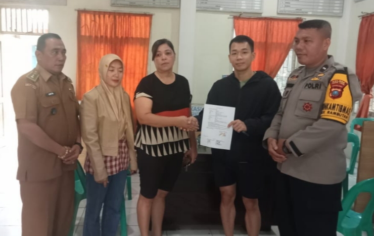 Polsek Rambutan Mediasi Sesama Warga Cekcok Terkait Pembuatan Marka Kejut