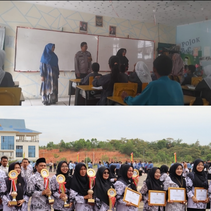 Polsek Rumbai Kota Pekanbaru Menyapa Siswa Dalam Program SMPN 29 Pekanbaru