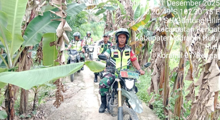 Telusuri Daerah Rawan Dikecamatan Rengat Babinsa Koramil 01/Rengat Laksanakan Patroli Karhutla