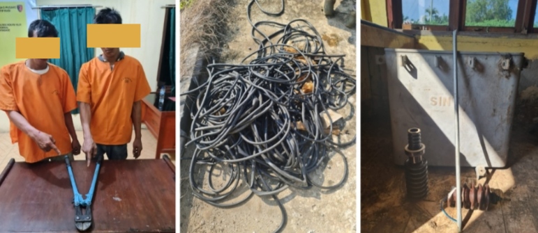Curi Kabel Opstik dan Travo PT PLN di 3 Lokasi, 2 Pria Ini Ditangkap Polsek Bangko Pusako