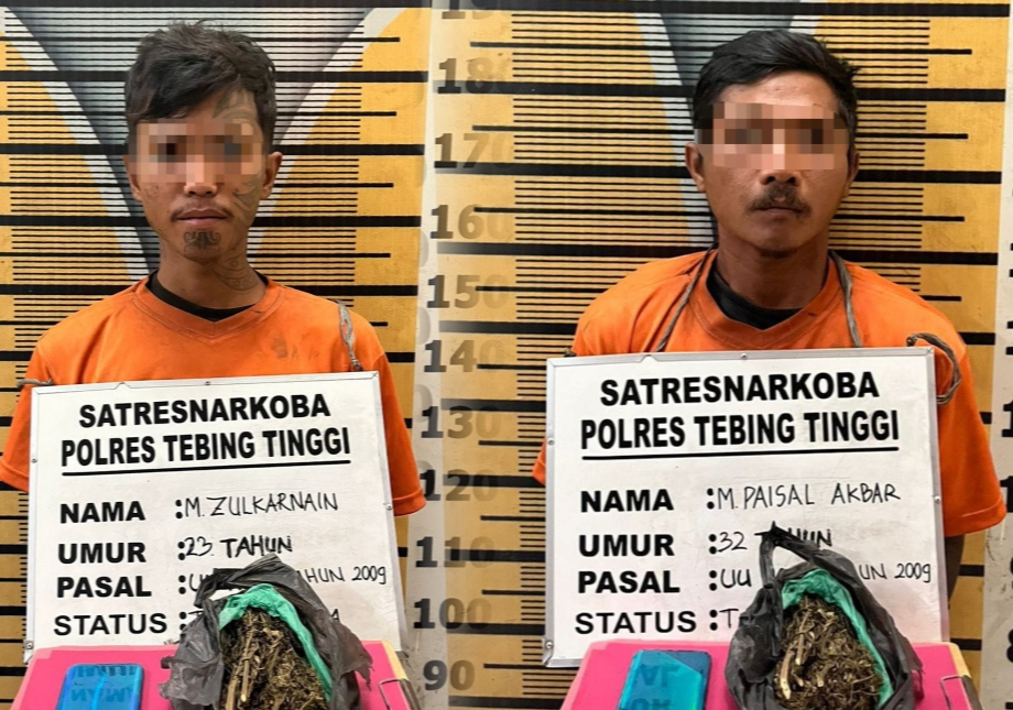 Dua Pengedar Ganja Diciduk Satresnarkoba Polres Tebing Tinggi di Emplasmen Pabatu