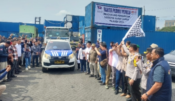 Polres Tebing Tinggi Kawal Penjemputan Logistik Pilkada Kota Tebing Tinggi