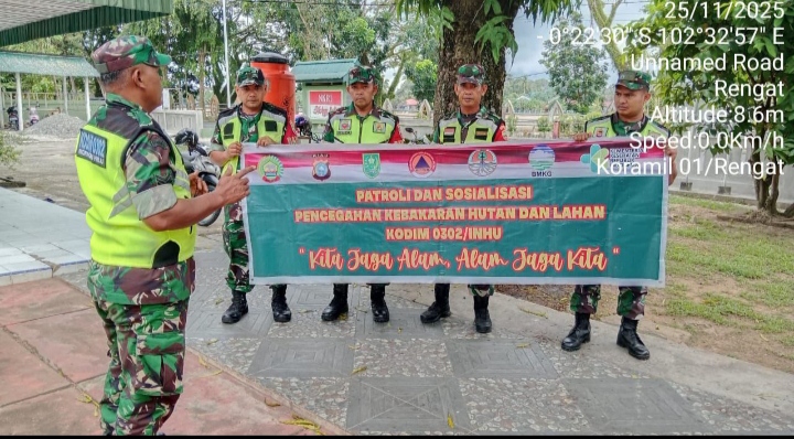 Tetap Waspada Dan Tak Ingin Lengah  Babinsa Koramil 01/Rengat Tetap Lakukan Patroli Dan Sosialisasi Karhutla