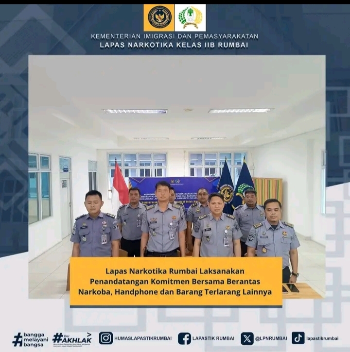 Lapas Narkotika Rumbai Laksanakan Penandatangan Komitmen Bersama Berantas Narkoba, Handphone dan Barang Terlarang Lainnya