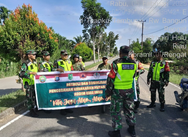 Upaya Babinsa Koramil 01/Rengat Kodim 0302/Inhu Melaksanakan Sosialisasi Dan Patroli Guna Cegah Karhutla