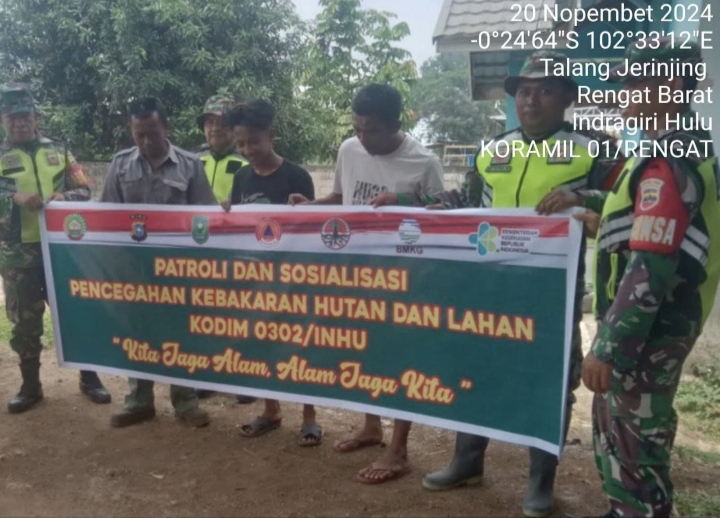 Koramil 01/Rengat Tetap Rutin Serta Patroli Dan Sosialisasi Pencegahan Karhutla