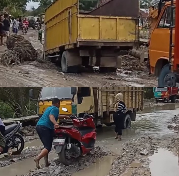 Jalan Di Desa Sei Dua Hulu Kecamatan Simpang Empat Kabupaten Asahan Seperti Kubangan Kerbau
