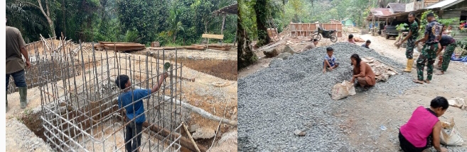 Pembangunan Jembatan Penghubung Dua Dusun Desa Rantau Langsat Telah Menunjukan Kemajuan