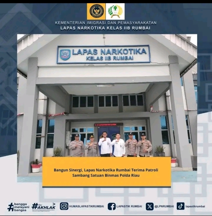 Bangun Sinergi, Lapas Narkotika Rumbai Terima Patroli Sambang Satuan Binmas Polda Riau