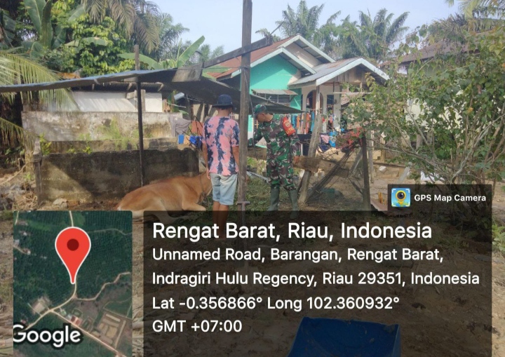 Tetap Semangat Dalam Bekerja Babinsa Lakukan Pendampingan PMK Di Wilayah Desa Binaan