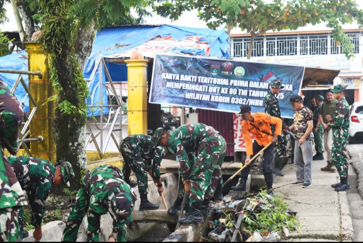 Kodim 0302/Inhu Laksanakan Karya Bakti Teritorial Prima Dalam Memperingati HUT TNI Ke-80 Tahun 2025.