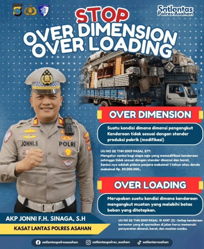 Sat Lantas Polres Asahan, Stop Over Dimension Dan Over Loading