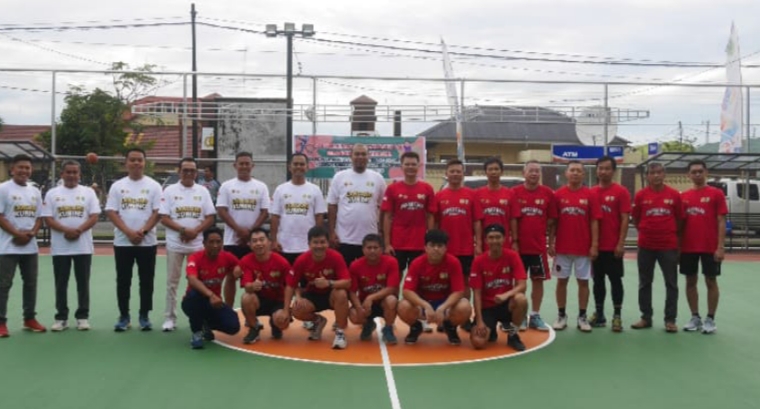 Dandim 0302/Inhu Hadiri Peresmian Lapangan Basket Sekaligus Bertanding Antara Forkopimda Dengan PSMTI