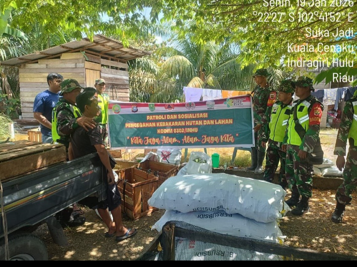Upaya Cegah Karhutla Babinsa Koramil 01/Rengat Lakukan Patroli Cegah Karhutla