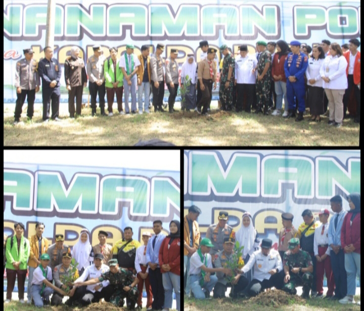 Ciptakan Lingkungan Yang Sehat Kapolda Riau Bersama Forkopimda Inhu Secara Simbolis Tanam 21.000 Pohon Secara Setentak