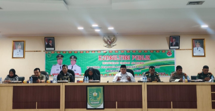 Dandim 0302/Inhu Diwakili Pasi Ops Hadiri Konsultasi Publik Penyusunan Naskah Ranperda Penanggulangan Bencana Karhutla.