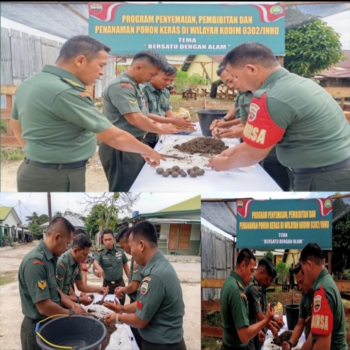 Bersatu Dengan Alam Kodim 0302/Inhu Lakukan Pembuatan Seed Ball.